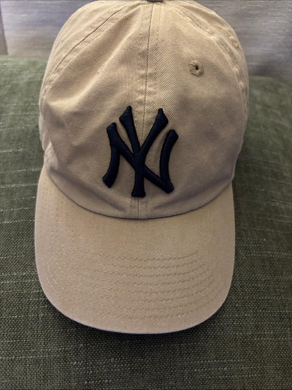New Era Tan Baseball Cap with Navy NY Logo